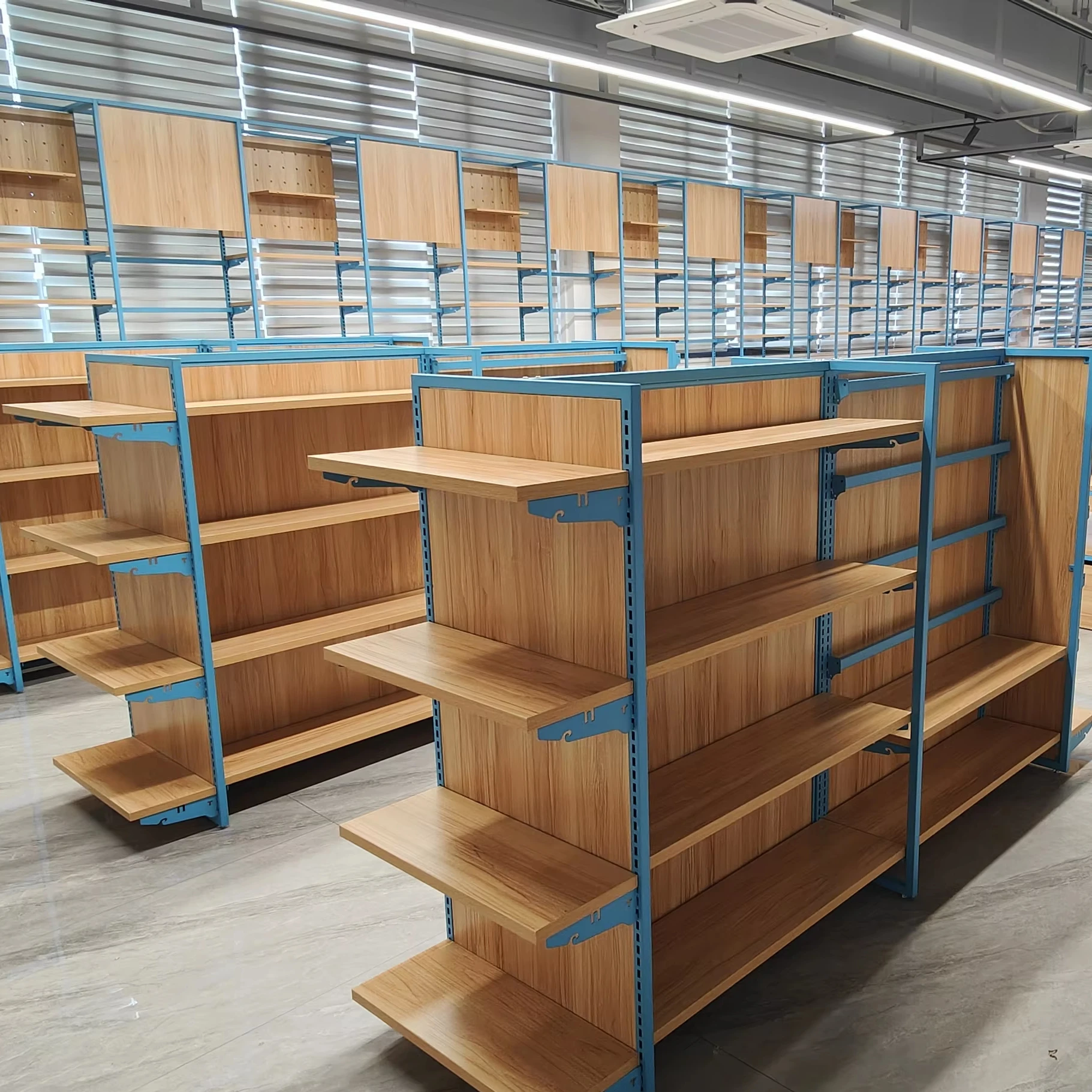 Supermarket shelf hanging basket rack double-sided to improve storage efficiency