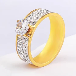 TYO Luxury Full Crystal Pave Chunky Rings Cubic Zirconia Stainless Steel Finger Jewelry Women Men Gift Wholesale Dropshipping