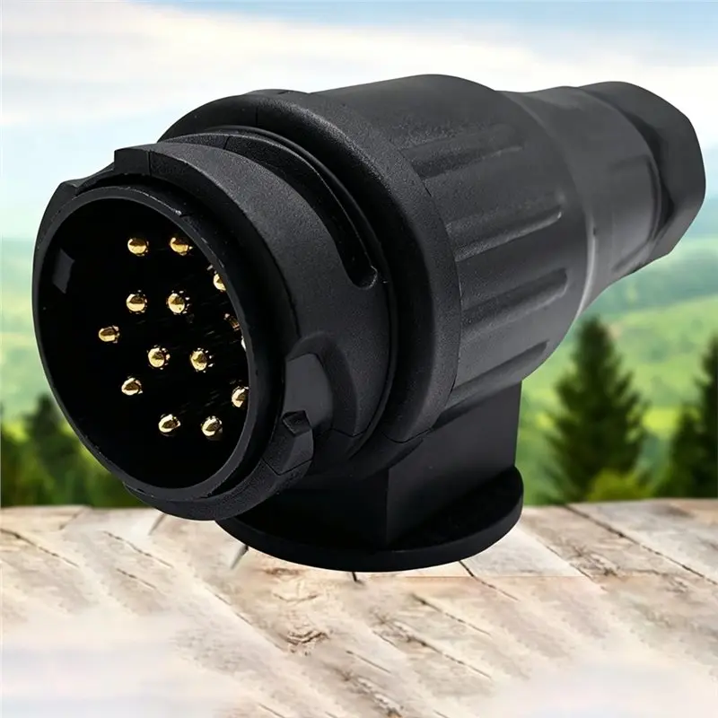 Trailer Electrical Connector-Complete Kit Of 13-Pin Trailer Plug And Socket(Bracket And Cable Ties) For Trailers
