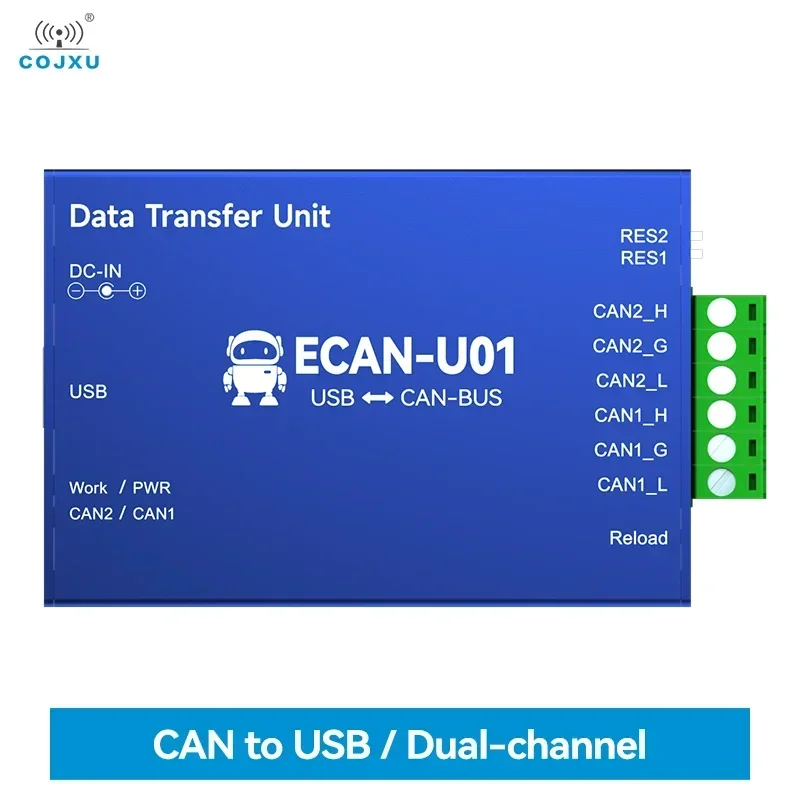 COJXU Konwerter protokołu CAN na BUS CAN2.0 na USB2.0 CANBUS 2-kierunkowy przezroczysty nadajnik-odbiornik komunikacyjny ECAN-U01