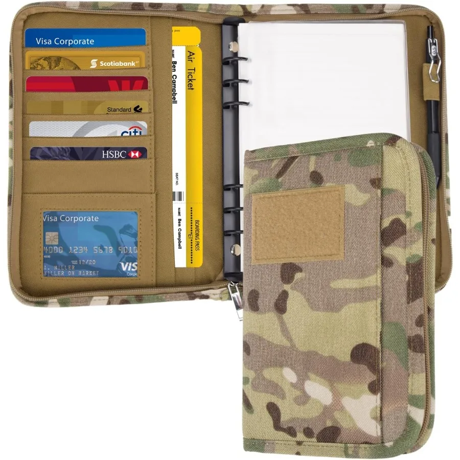 Raccoglitore ad anelli per padfolio militare con 80 fogli 160 pagine di quaderno militare in carta a fogli con organizer per padfolio con cerniera Refilla