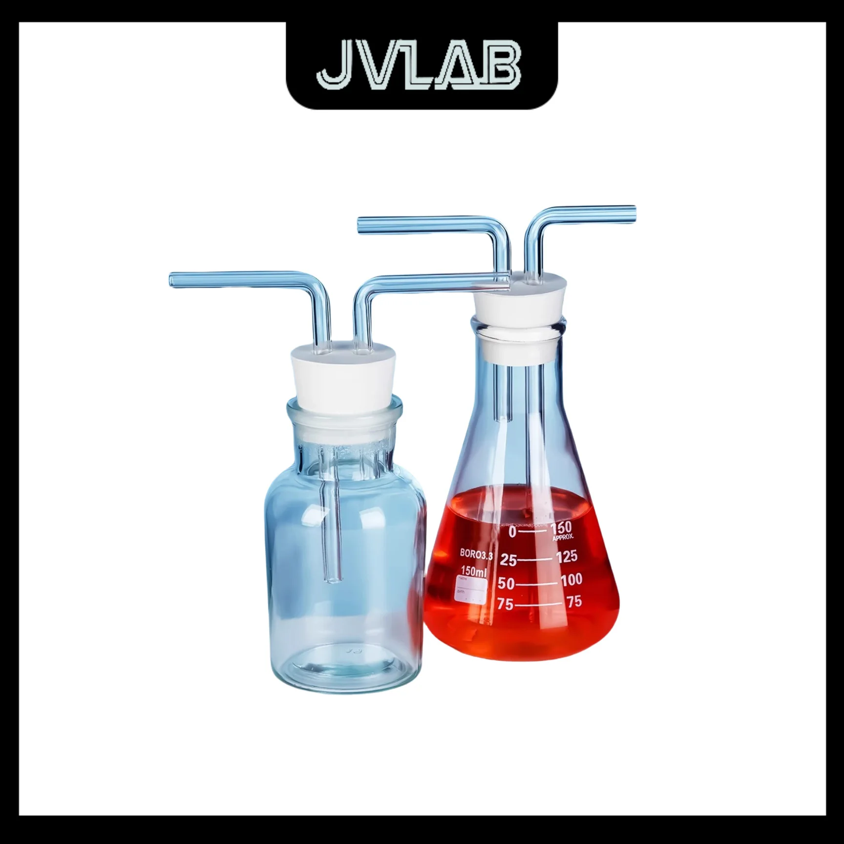 

Gas Washing Bottle Set 50-1000ml Triangular Conical Flask High Borosilicate Glass Rubber Stopper Glass Conduit Gas Scrubbing Kit