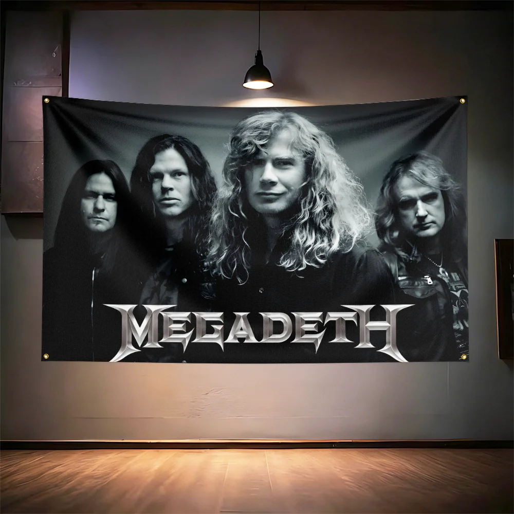 Rock Music Flag  for Megadeth Fans Banner HD Print Brass Grommet Garage Bedroom Living Room Dorm Wall Decor Tapestry