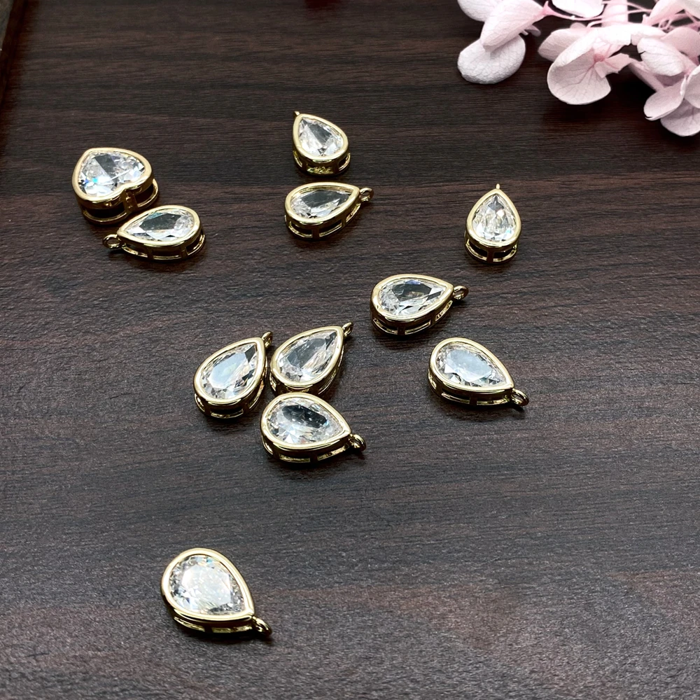 

20 шт., 9x16 мм, позолоченные 18-каратным золотом подвески в форме кристалла для ожерелья, модные ювелирные изделия