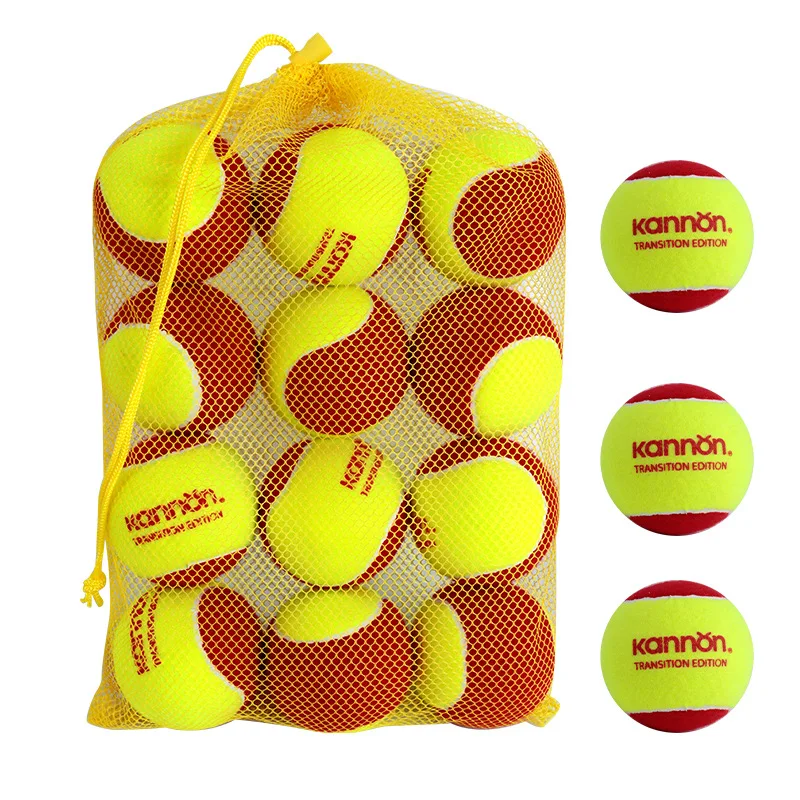 

KANNON 4-10 Years Old Children's Tennis Ball,Low Pressure Teenager Red Tennis Ball,Thailand Natural Rubber+Wool Acrylic Material