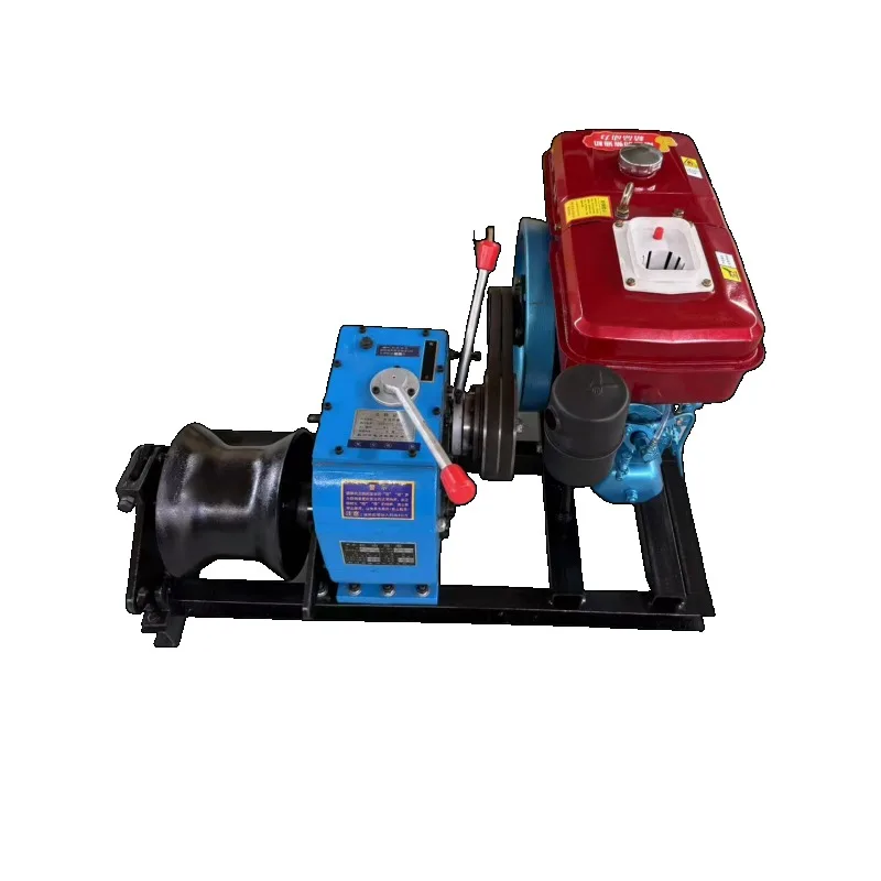 Winch Hoist Crane Lift 1-15 Ton High-horsepower Winch Petrol  Diesel Winch Cable Pulling Machine