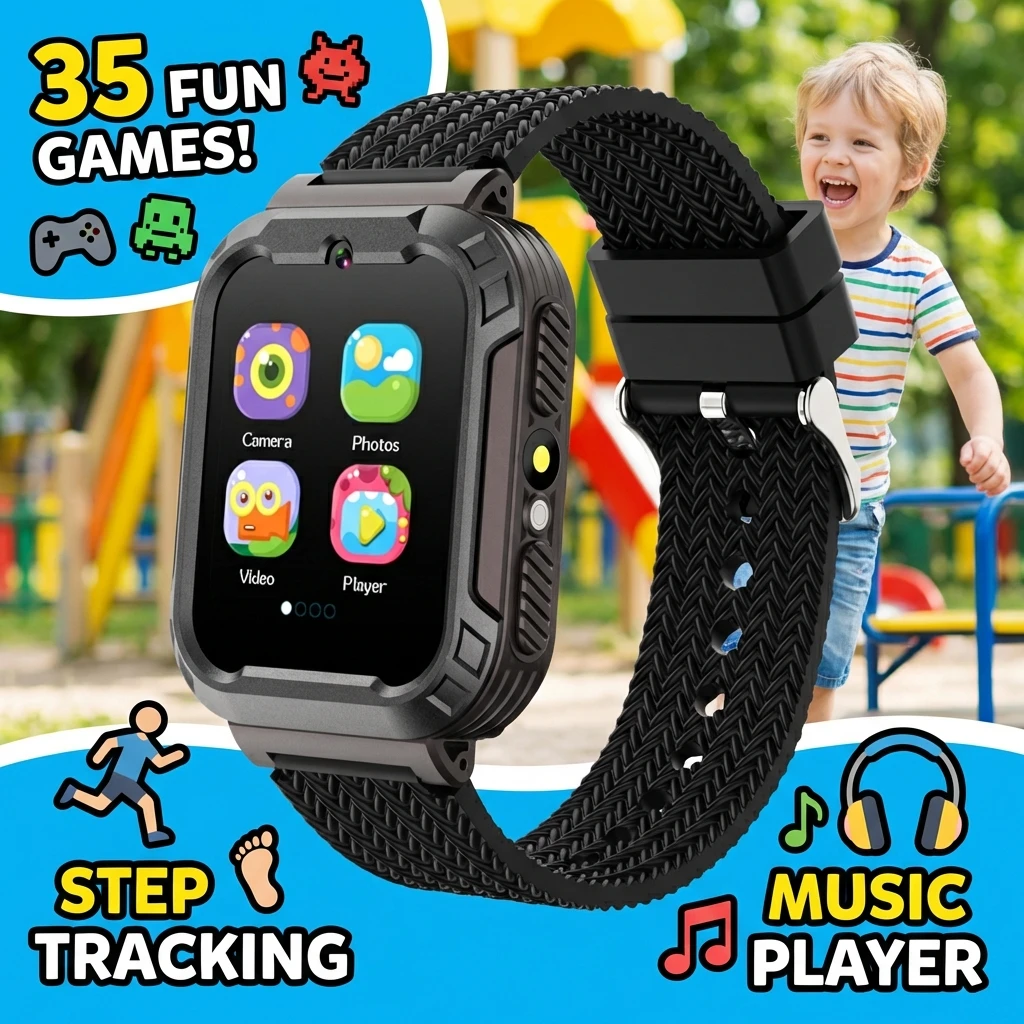 

Умные часы для детей с 35 играми, камерой, видеорекордером, музыкой, калькулятором, календарем, фонариком, шагомером, подарок-игрушка для детей