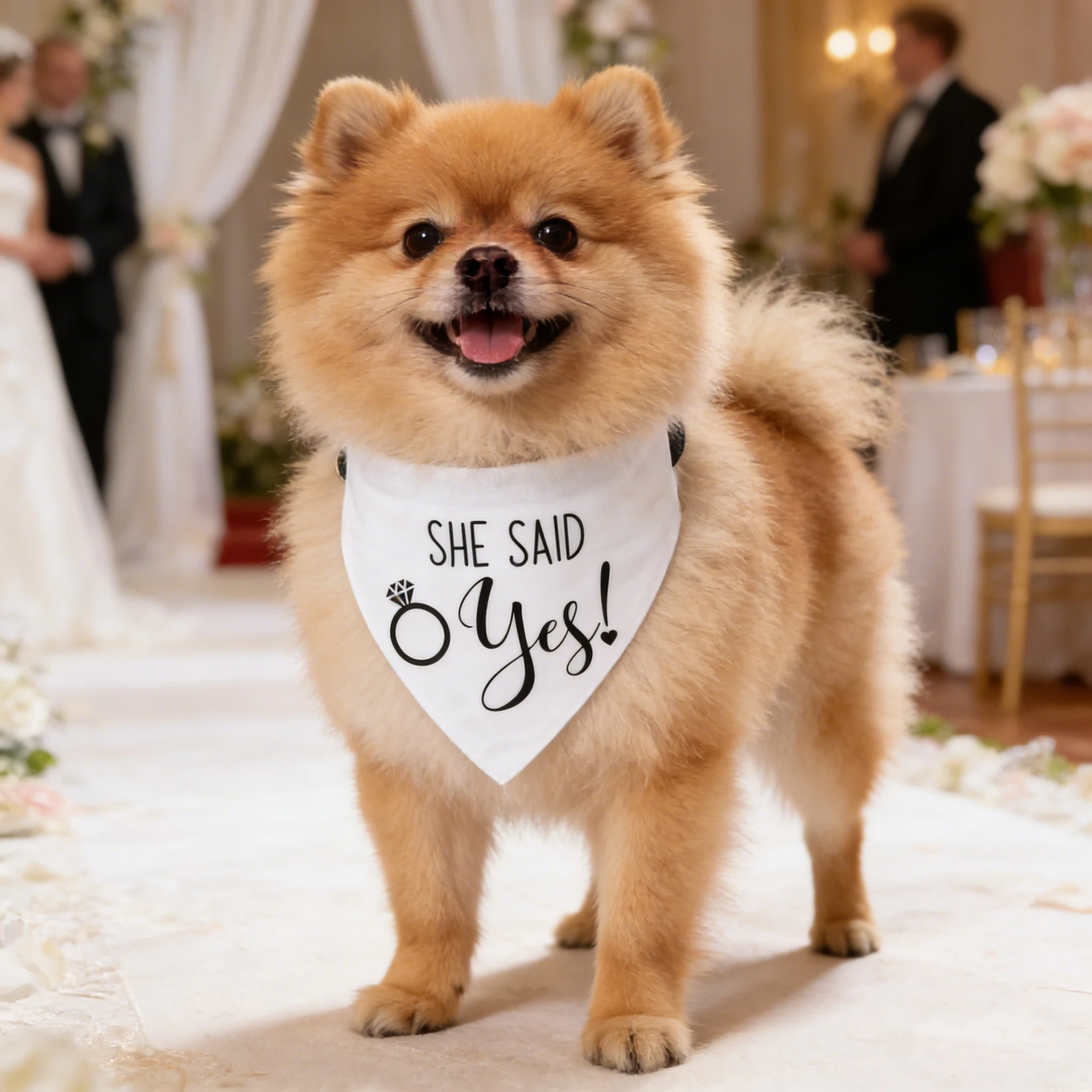 Sucado Hunde- und Katzen-Hochzeitskostüm-Halsband, Geeignet für Partys, Verstellbares Hunde-Bandana mit Schnellverschluss und D-Ring – Detail 7