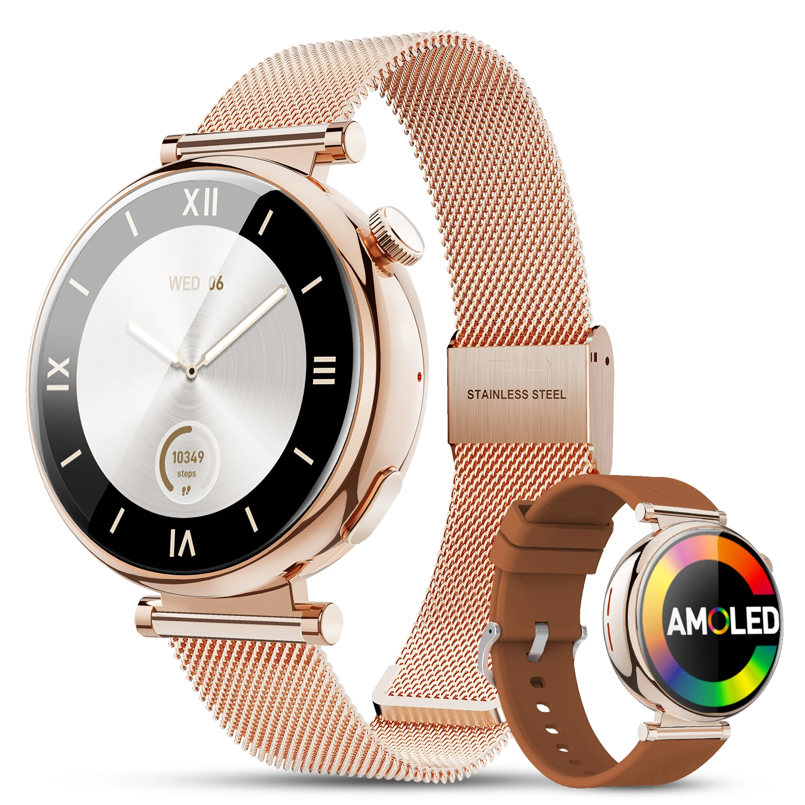 

Women's Smart Watch, 34MM AMOLED Mini Smartwatch with Bluetooth Call, Round Women's Watch with Feminine Function,for Android IOS