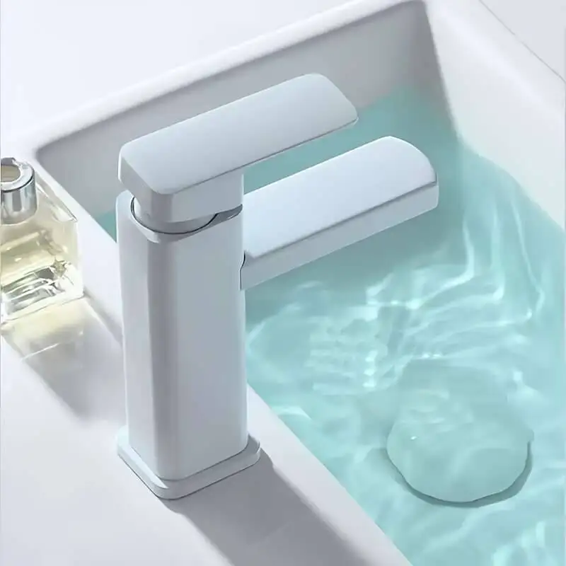 

1pc Modern Square - Hole Hot Cold Water Control, Chrome Plated Single Lever Design, Full Drain Ceramic Valve Core