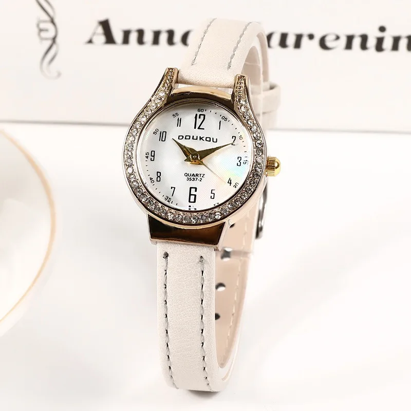 Модные часы с ремешком из искусственной кожи, винтажные женские кварцевые наручные часы, простые арабские цифры, циферблат, роскошные часы, подарок, дропшиппинг