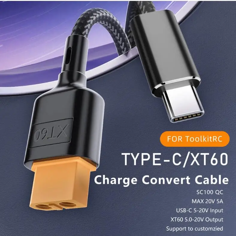 USB-C to XT60 Charging Cable for Toolkitrc SC100 Type-C to XT60 Cable For tToolkitrc M7 M6 M6D M8S Fast Charging 50/100cm