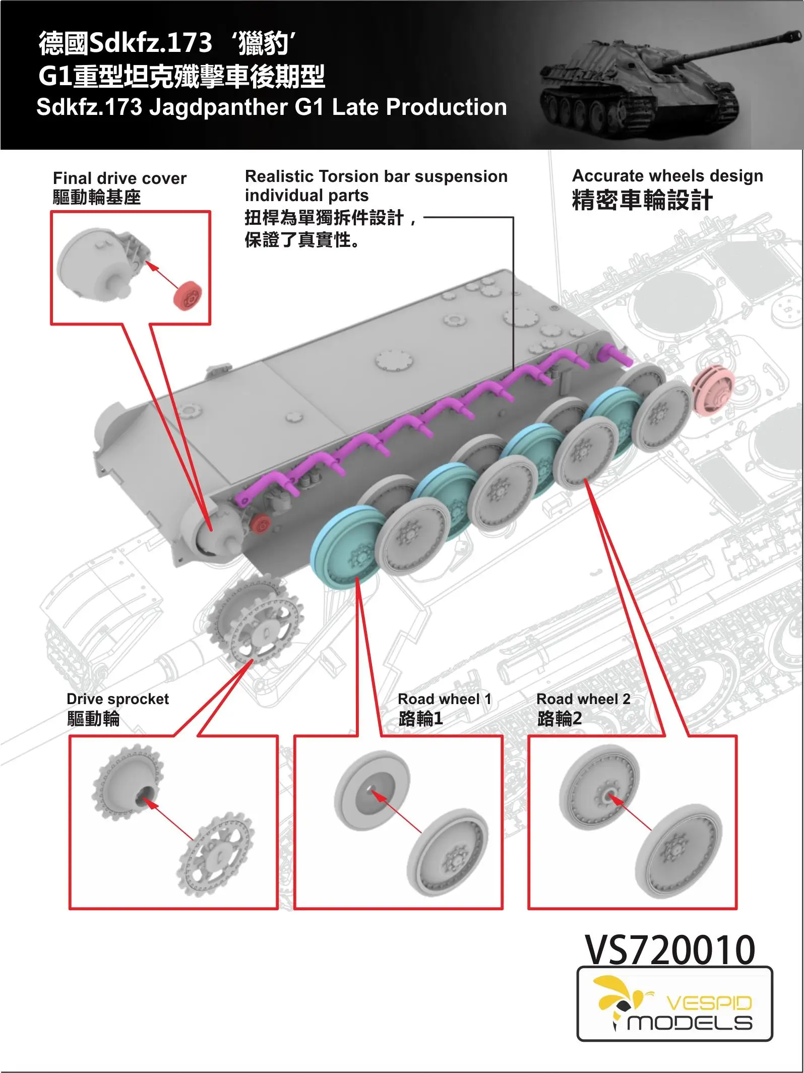 VESPID VS720010 1/72 Sdkfz.173 Jagdpanther G1 Late Production model kit