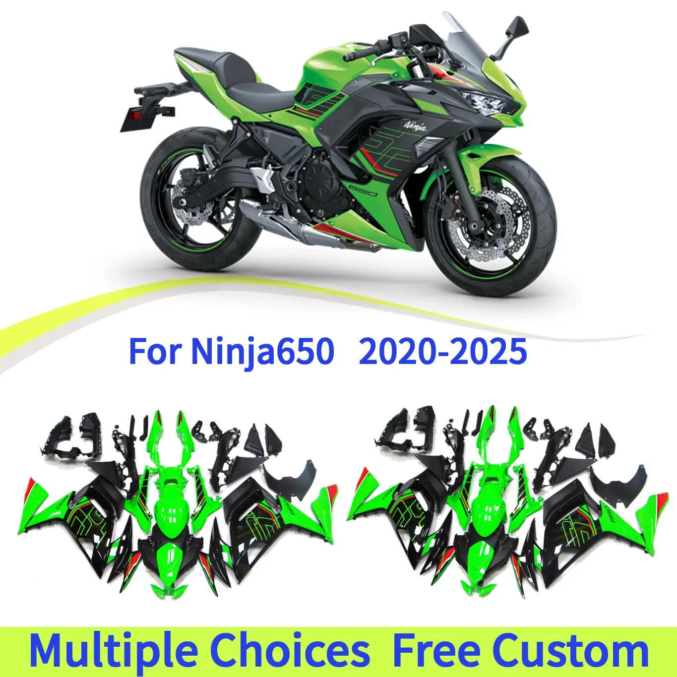 

Motorcycle Full Fairings Kit For KAWASAKI Ninja 650 2020 2021 2022 2023 2024 2025 ER-6F Aftermarket Racing Parts