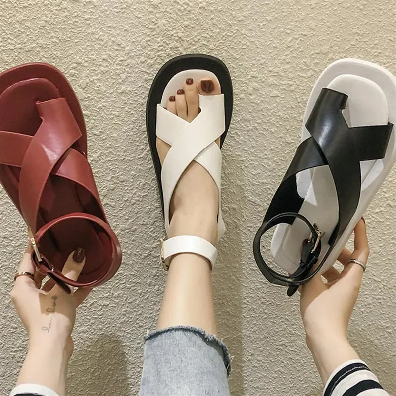 Comemore Gladiators Sandal Comfortable Flat Sandals 2022 Fashion White Women Sanitary Platform Sports Female Shoes Sandalias 42