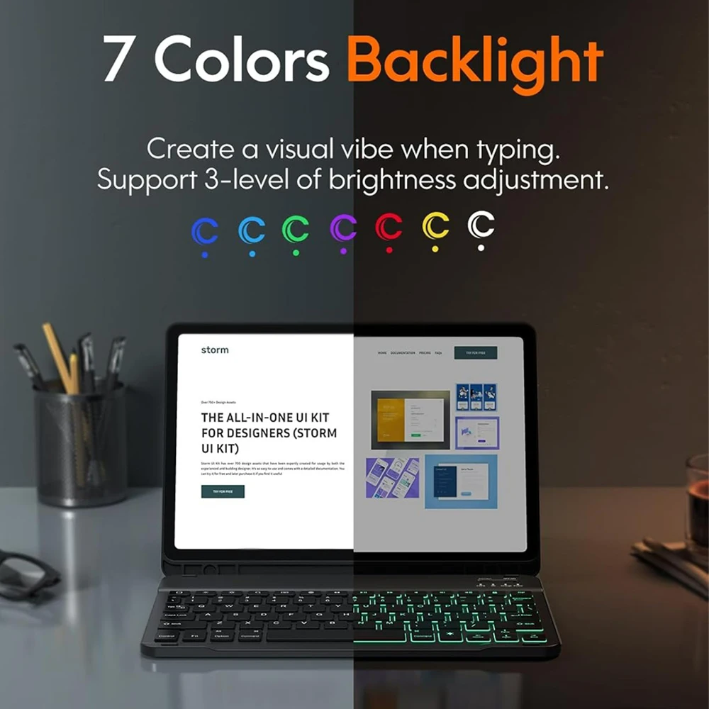 삼성 갤럭시 탭 S10 FE 플러스 13.1인치 태블릿 케이스, 탭 S10 FE+ 13.1인치용 탈착식 키보드 커버 (펜슬 홀더 포함)