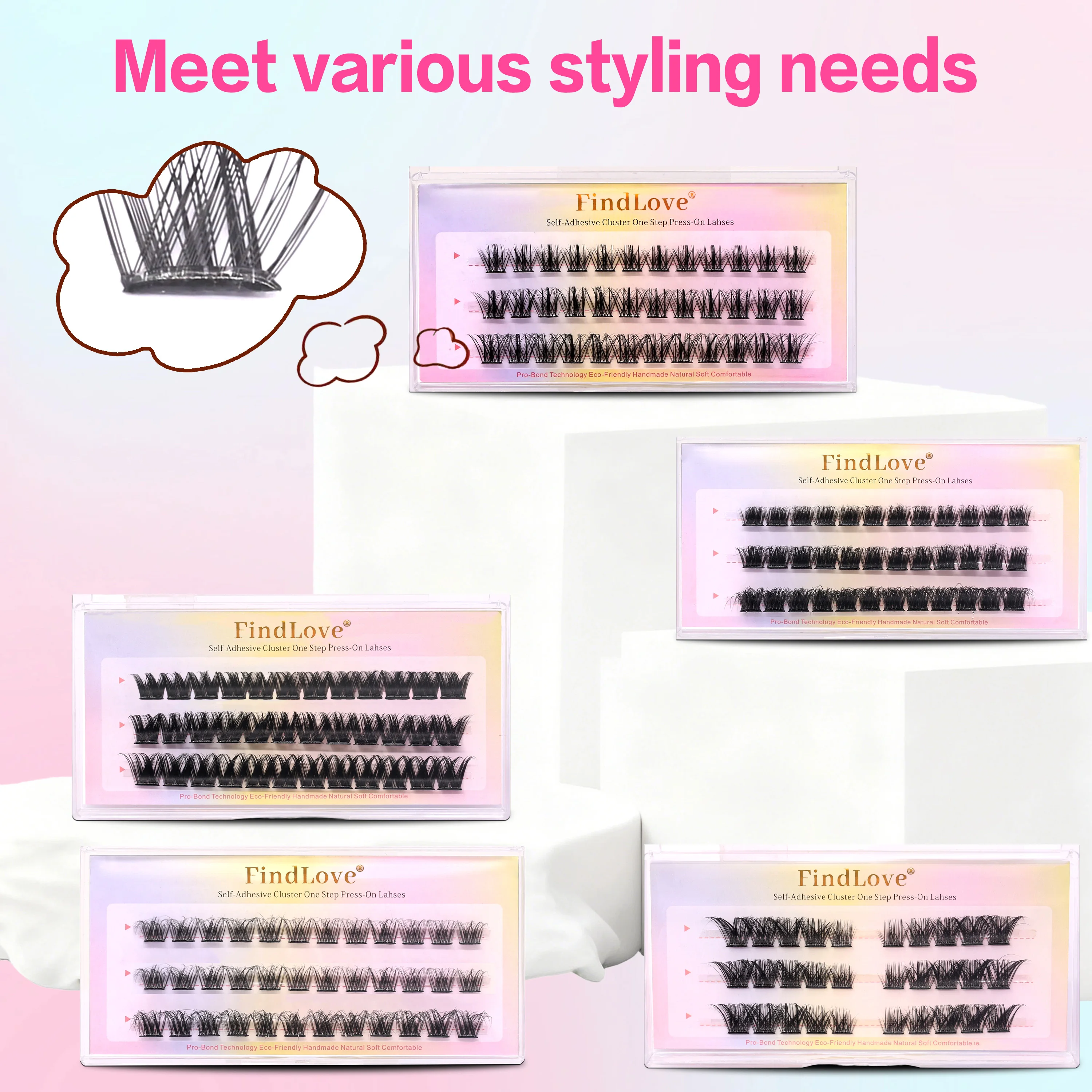 Popularne, ręcznie robione rzęsy na klej, technologia Pre-Bond, długotrwałe, gęste, styl 3D, wodoodporne, bez potrzeby użycia kleju.