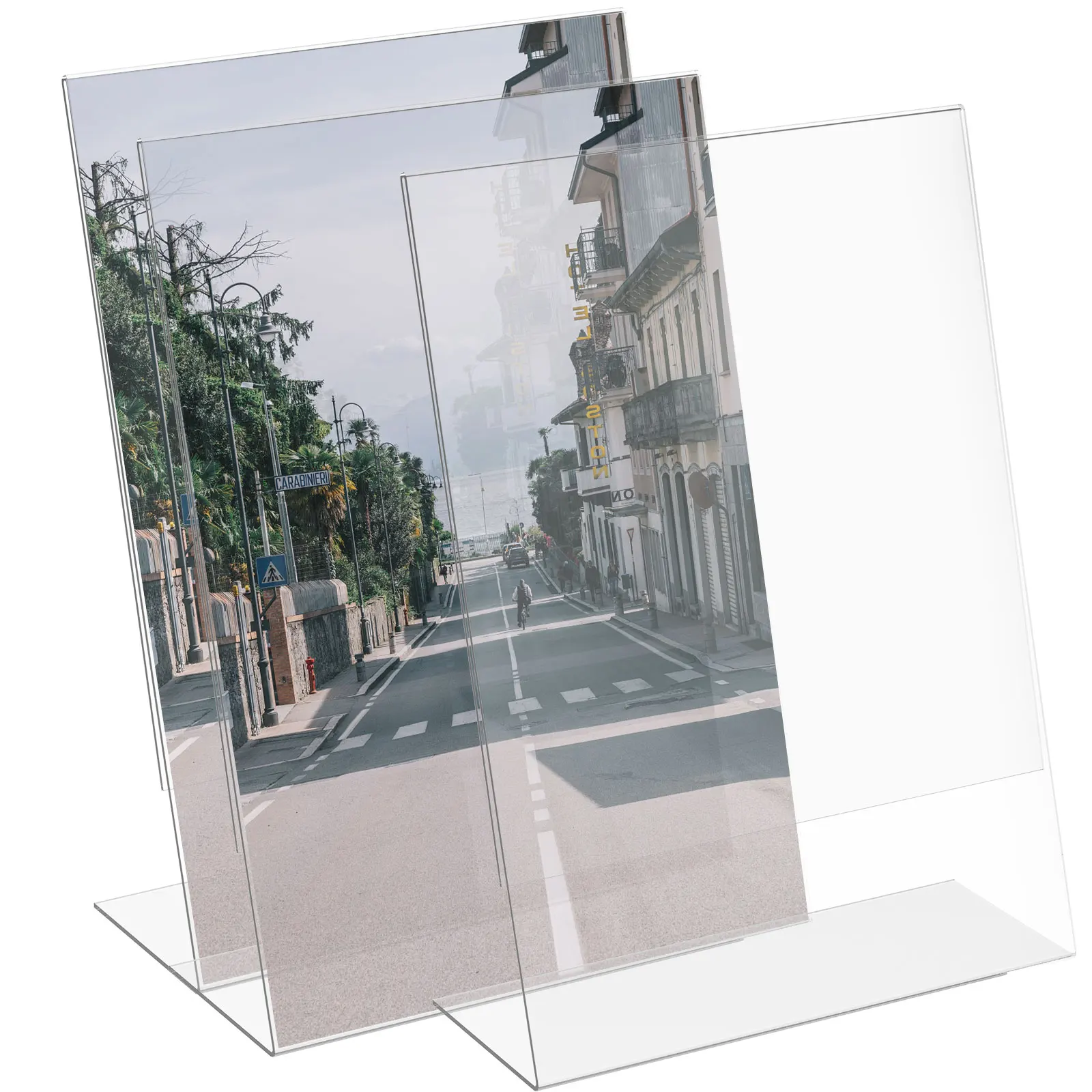 3Pcs Acrylic Sign Holder Clear A4 Sign Stand Slanted Menus Holder Flyer Desktop Display Stand Table Top Sign Holder Document