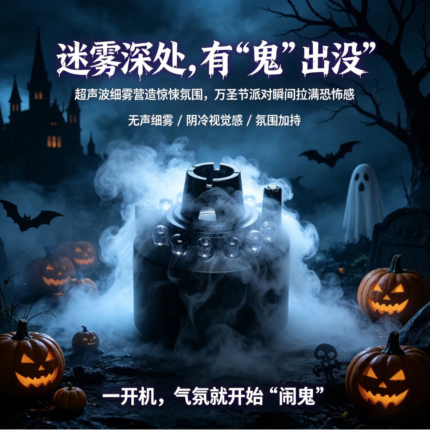 Ultrasonic Halloween Fogger Humidifier Small Decor Mist Sprayer Mist Making Device for Rockery Water Feature Ornament