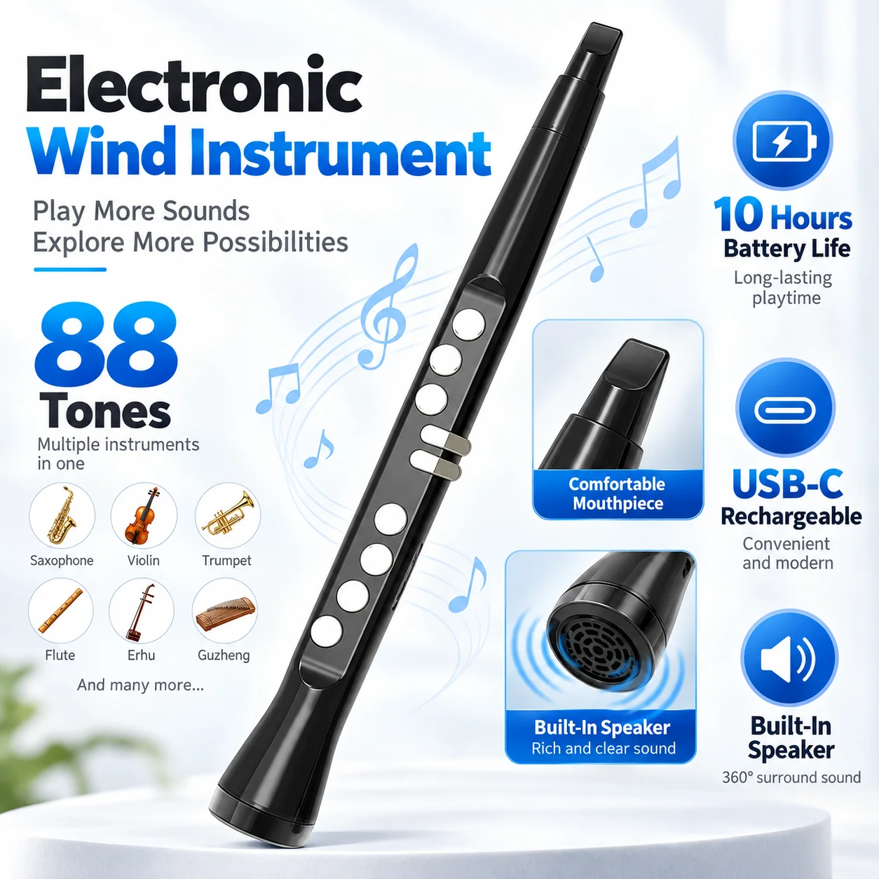 Musical Instrument With A - USB-C-Betriebenes Mini-Digital-Windrohr, 88 Stimmen Tragbares Elektronisches