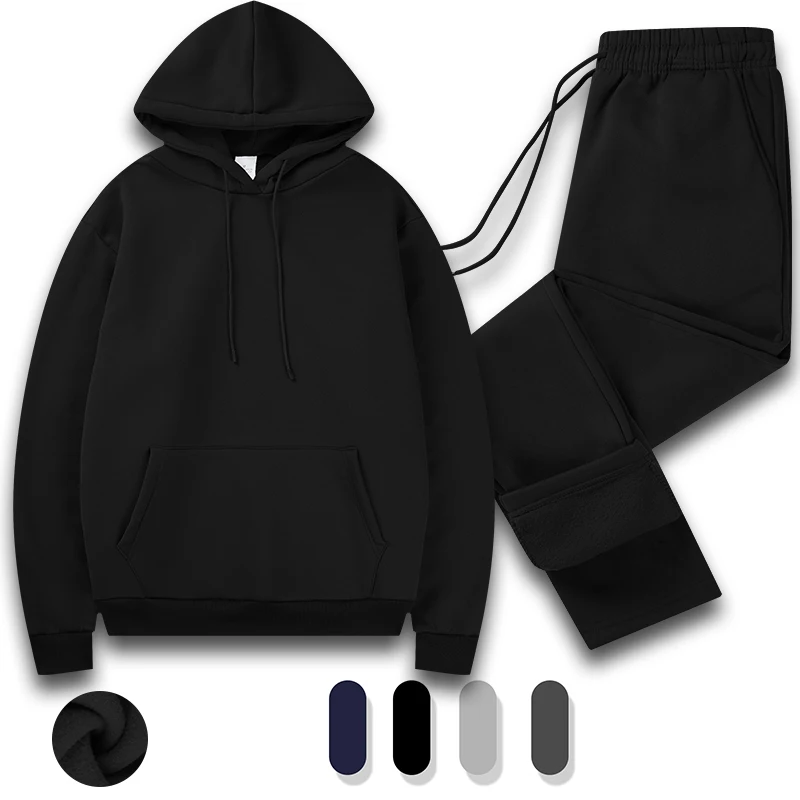 Tracksuit Men 2 Piece Set Big and Tall Long Sleeve Hooded Activewear Suits Gym Workout Training Stretchy Outfits view 3