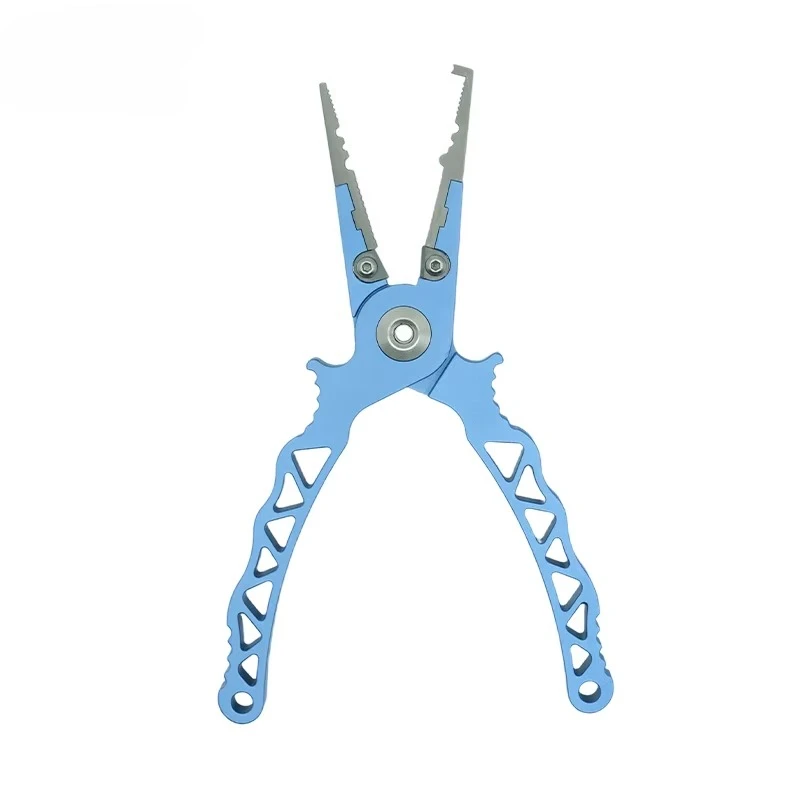 

Multi Tool Blue Aluminum & Titanium Saltwater Proof Fishing Pliers for Stream Use with Split Ring