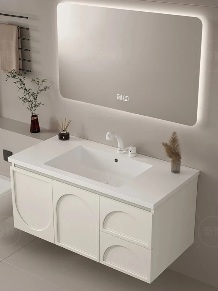 Modern Stone Plate Seamless Ceramic Whole Washbin Bathroom Cabinet Combination Bathroom Face Washing Gargle Handheld
