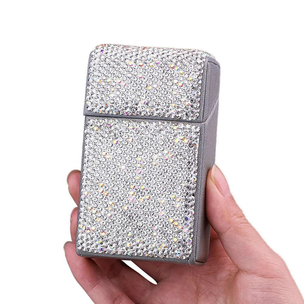 

Роскошный портсигар со стразами, блестящая коробка для курения с кристаллами, портативный флип-хранение для стандартных сигарет, блестящий модный подарок