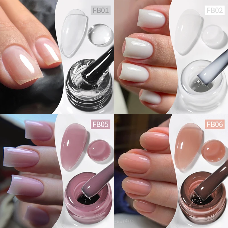 BORN PRETTY Faser-Gummi-Basisgel Nagellack 10ml Aufbaugel Lack Verstärkungsgel für Dünne Nägel Semi-Permanent Gel