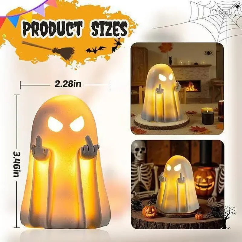 Creative Resin Ghost Figurine for Halloween – Spooky Party & Garden Decor, Hand-Painted Ornament for Indoor/Outdoor Display