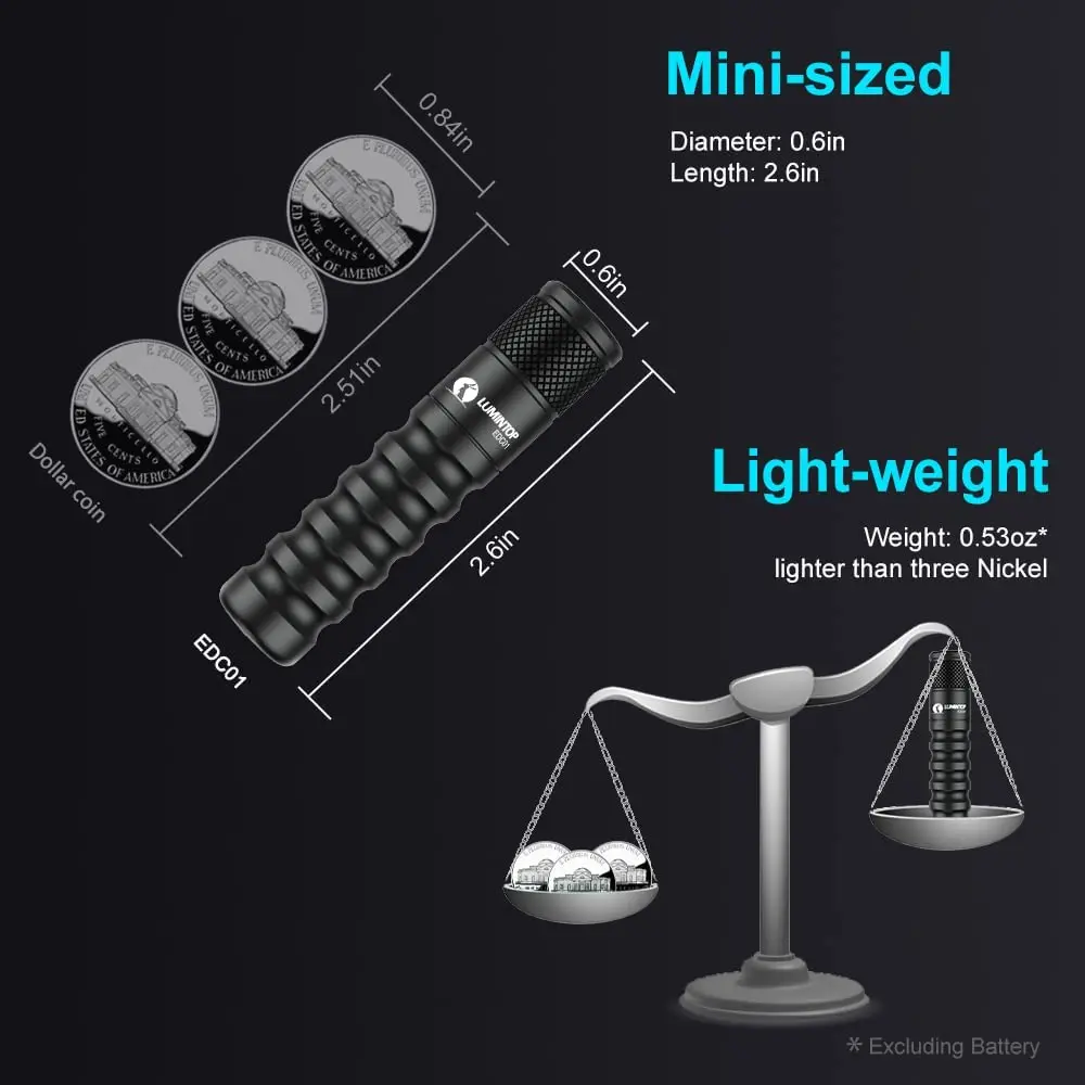 Lumintop EDC01 XP-G3 120 Lumens Mini EDC Flashlight 3 Modes LED Lamp Waterproof Keychain Light AA Battery Pocket Portable Torch