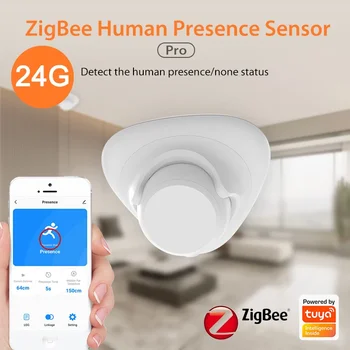 Tuya Zigbee 인간 mmWave 존재 센서, 레이더 감지기, 스마트 라이프 모션 센서, 거리 감지, 감지 각도 설정, 24G