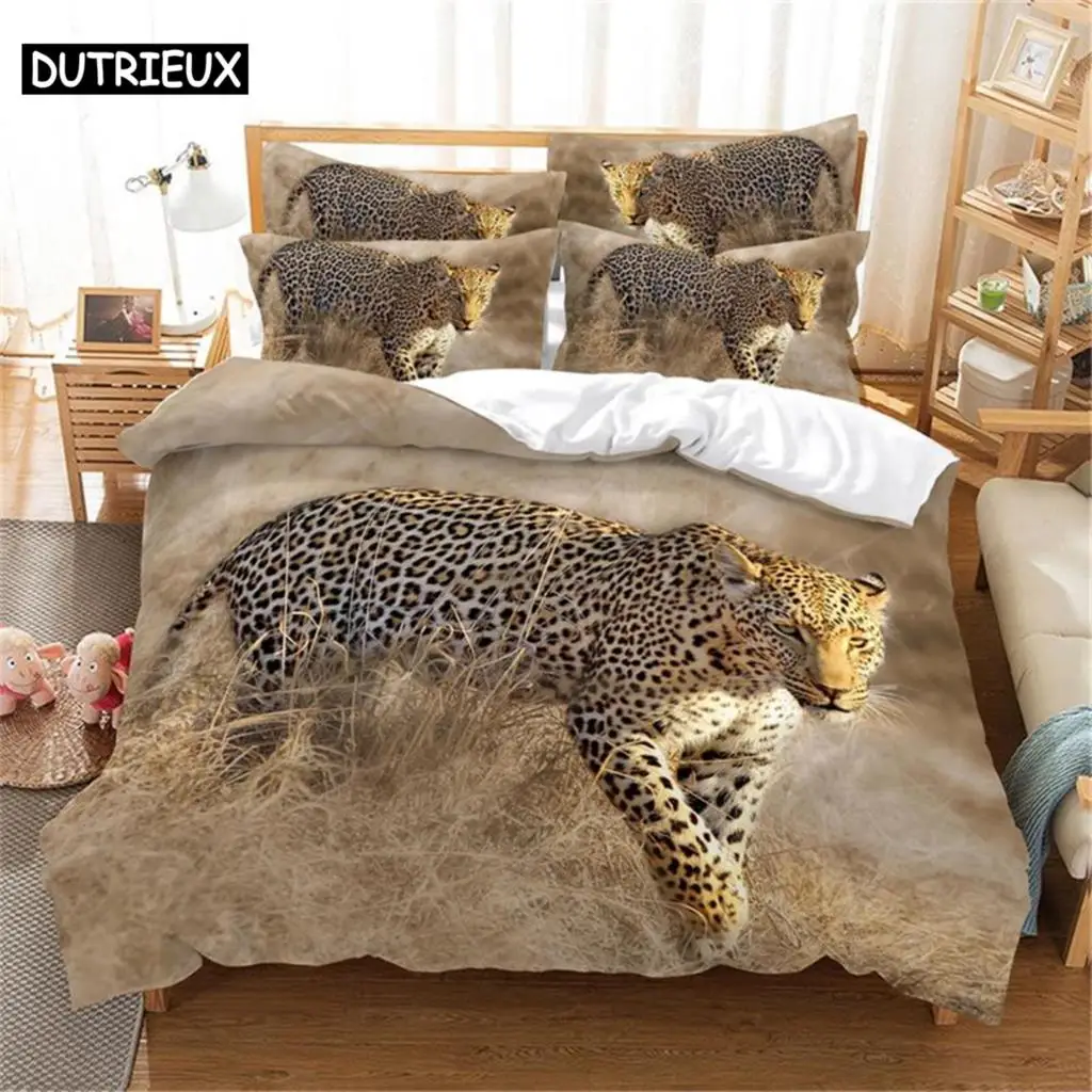 

3D Digital - Printed Animal - Themed Duvet Cover Set in Queen Size - Fashionable Bed Linen Design