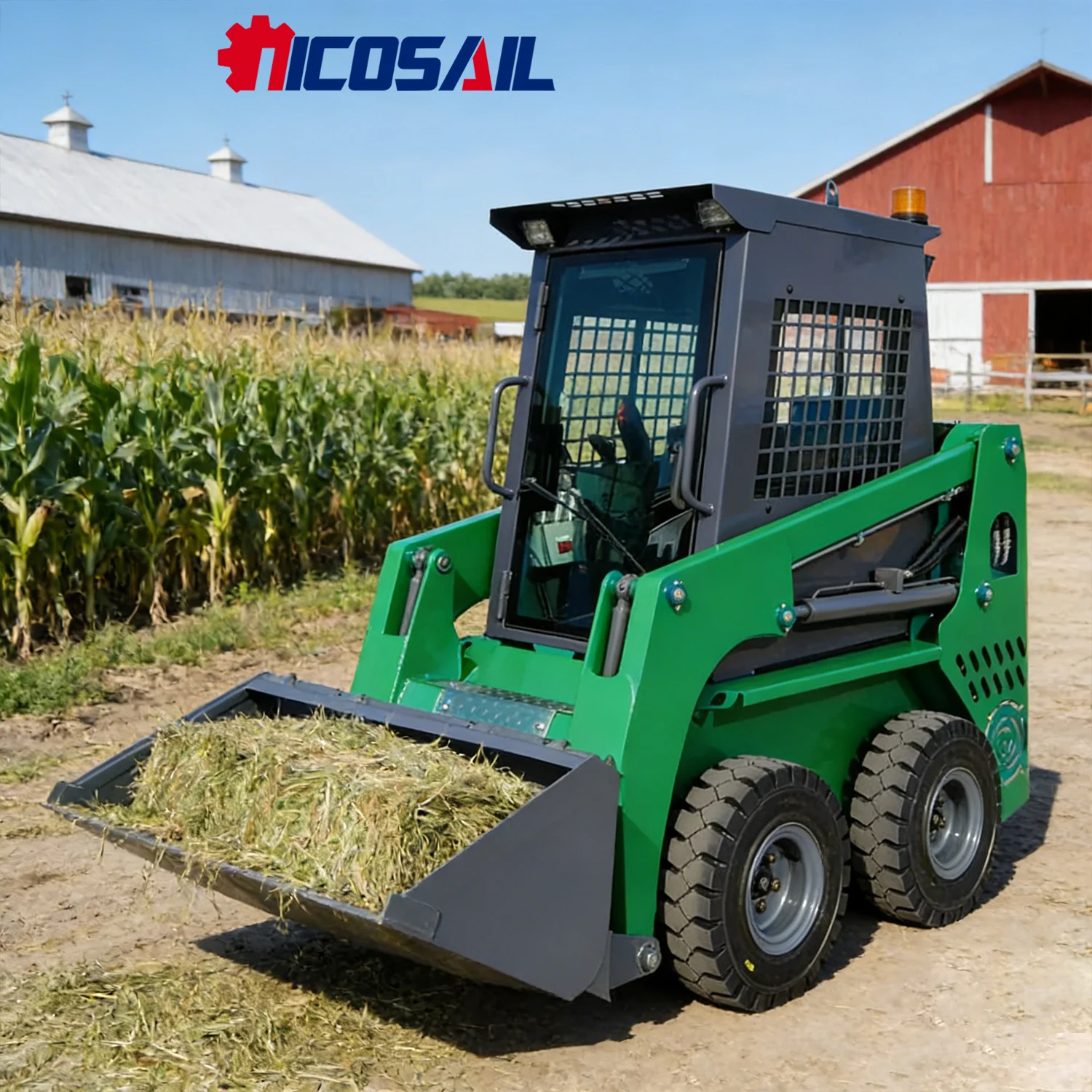 

Heavy duty Nicosail JC25 large skid steer loader hydraulic 380kg load used for farm construction projects