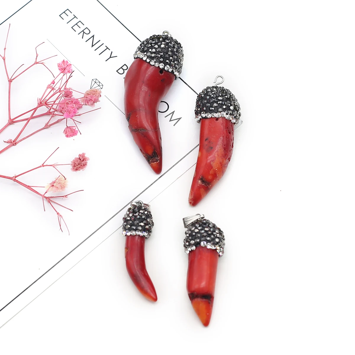 1PC Irregular Chili Red Coral Pendant Fashion Sea Bamboo Coral Beads Charms for Jewelry Making DIY Necklace Earrings Accessories