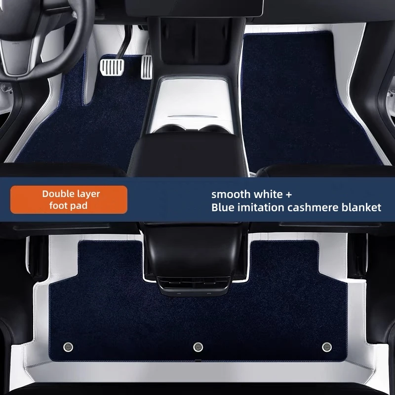 Imitation cashmere blanket car cushion car cushion decor MODEL Y3- Double Layer-White and Blue