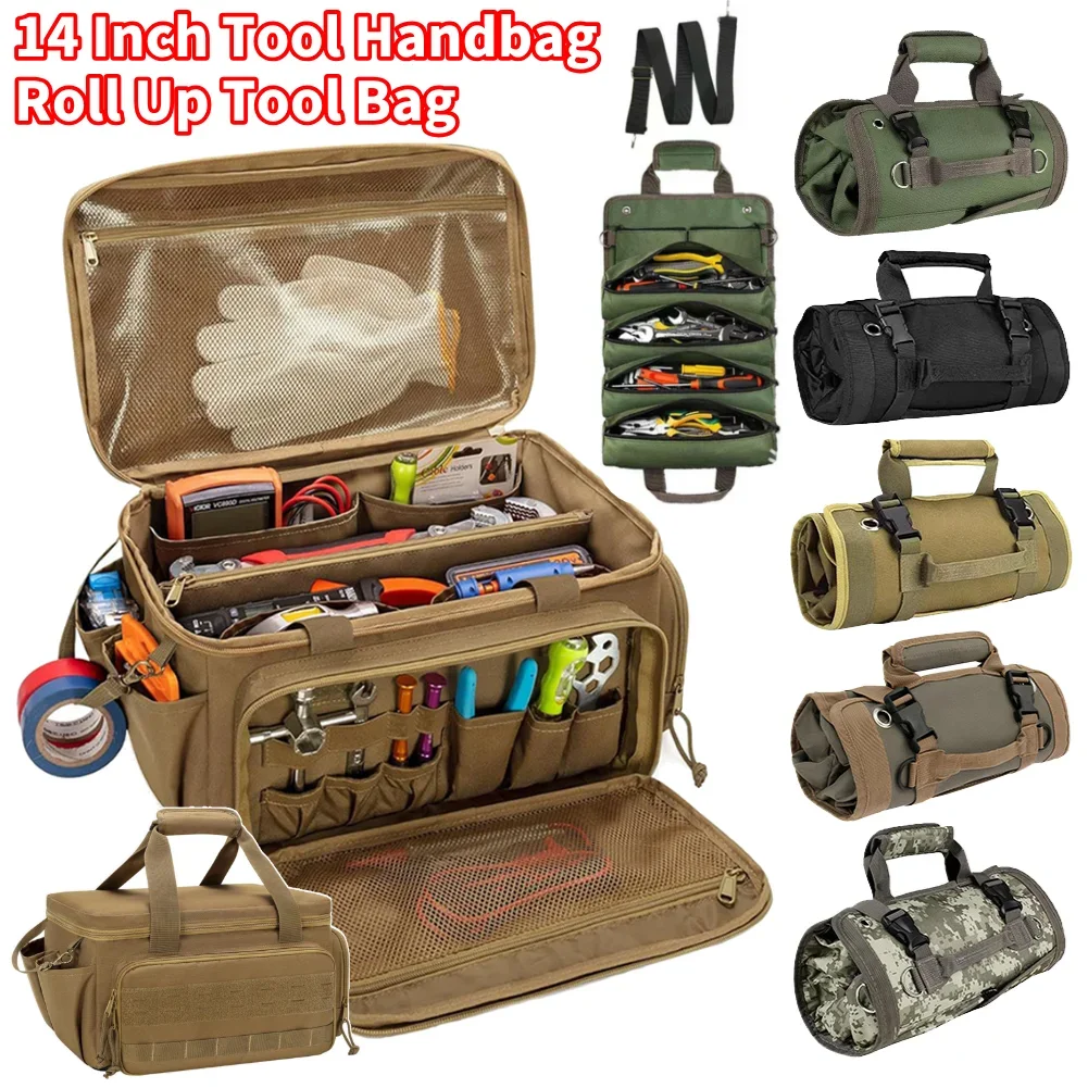 14inch Tool Handbag with 5 Pockets Heavy Duty Tool Bag Hand Tools Carry Bag for Mechanic Electrician Carpenter Builder Plumber
