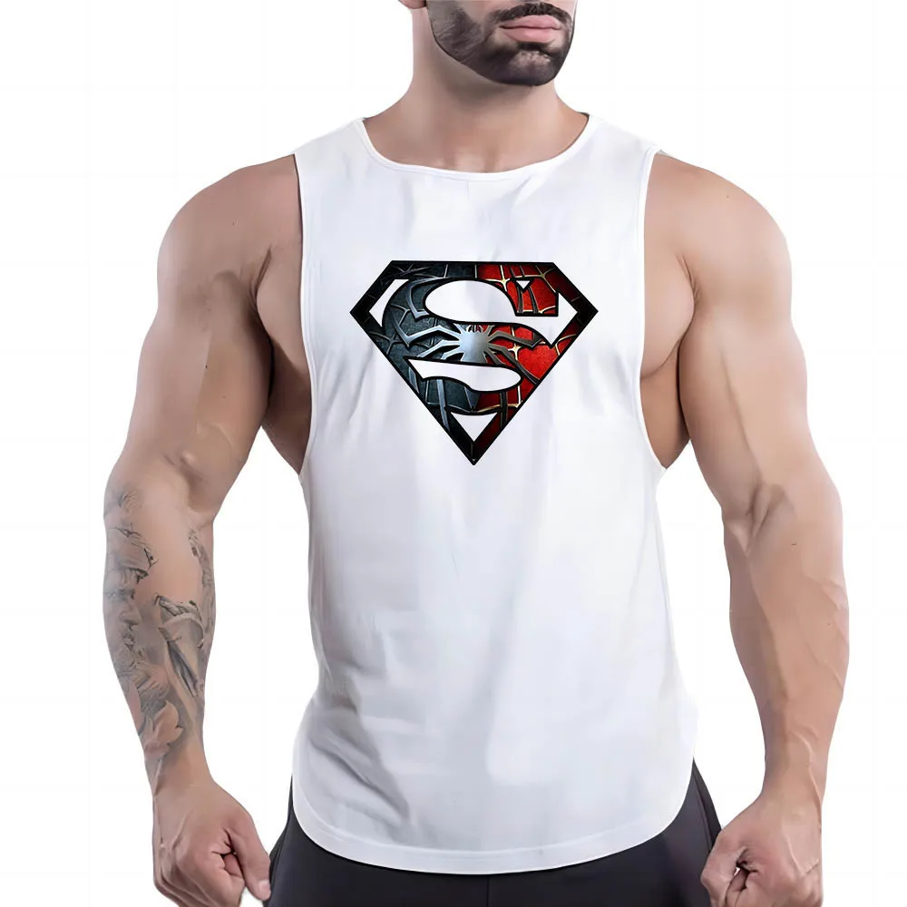 2023 Summer New Men'S Fitness Sports Vest 2d Printed Round Neck Comfortable Breathable Casual Multi-Color Shirt Quick Dry