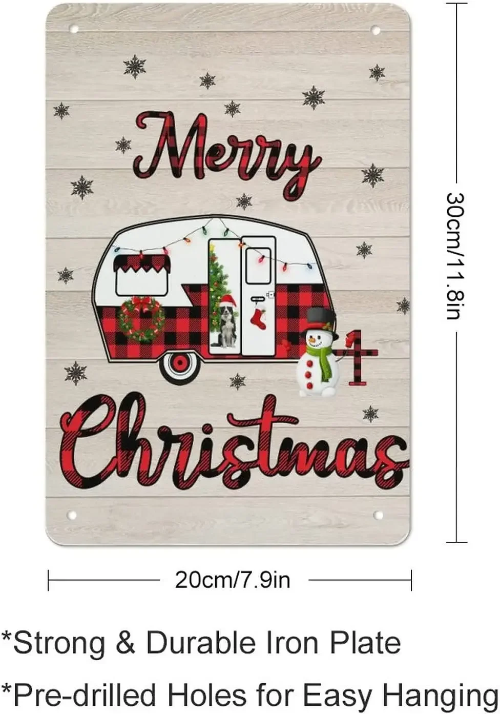 Christmas Tin Sign Merry Christmas Caravan Tree Snowflake Tin Painting Vintage Wall Decoration Indoor and Outdoor Home