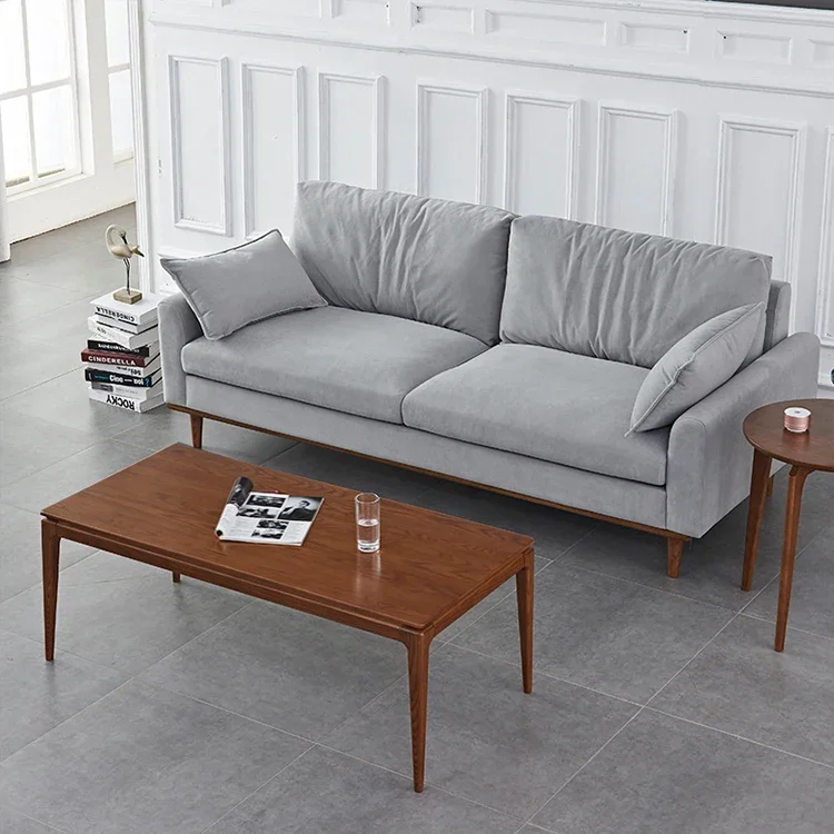 

Mid Century Modern Fabric Linen Sofa Couch Living Room Sofa Set Down Feather 2 Seat Loveseat Sofas