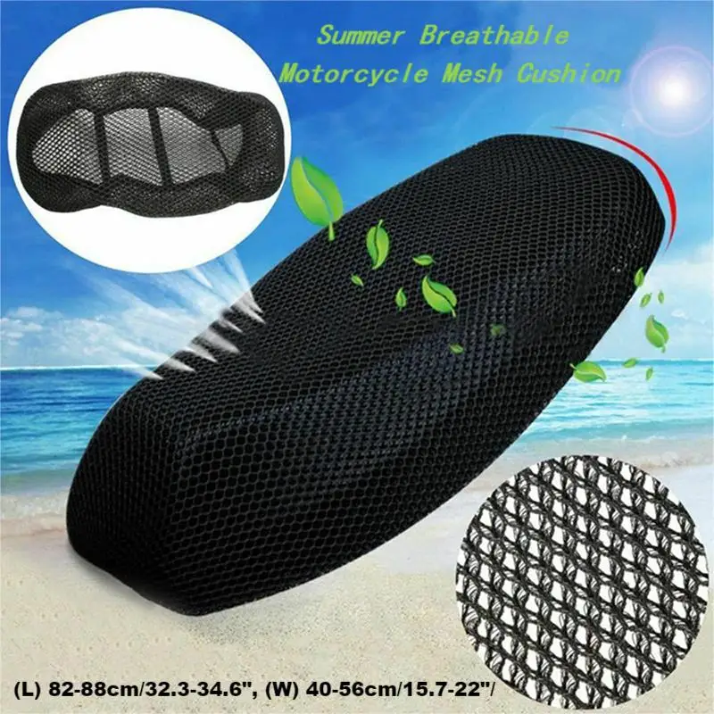 Breathable Summer Motorcycle Cushion Seat Cover 3D Mesh Cushion Moped Motorbike Scooter Seat Covers Cushion Anti-Slip Cover Grid