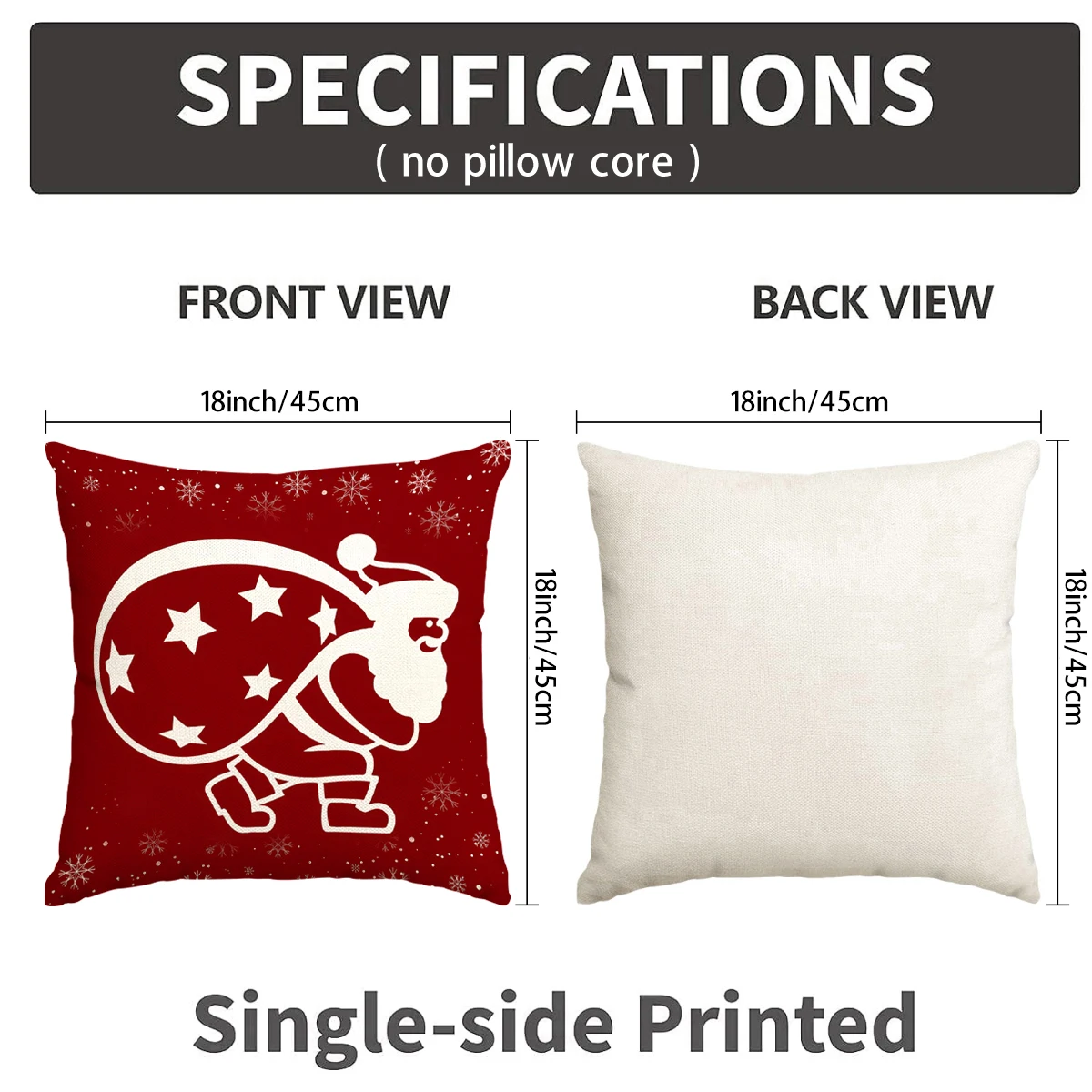 1/4pcs Christmas decoration sofa cushion cover, Christmas tree Santa Claus reindeer snowflake decoration pillow cover