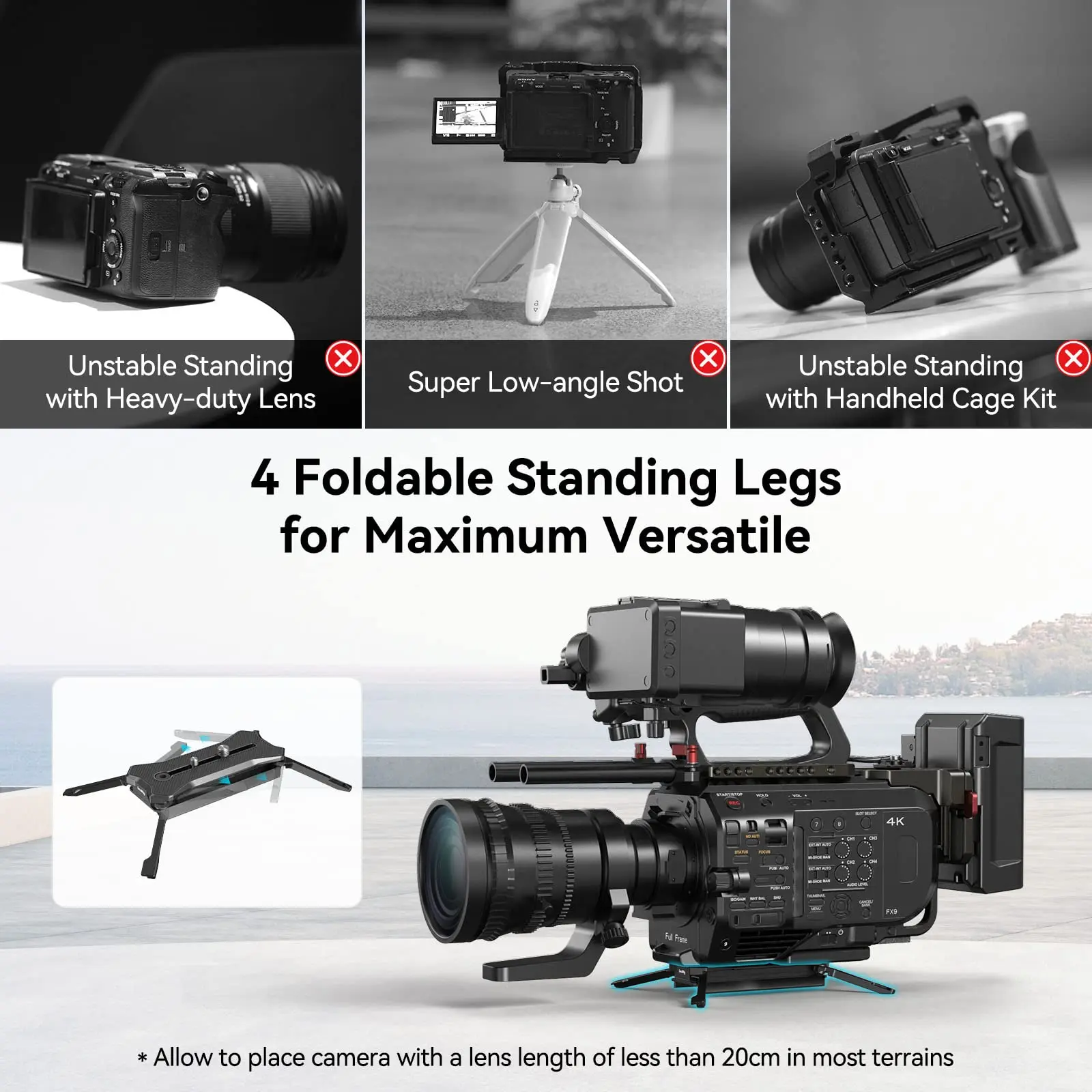 SmallRig Multifunctional Quick Release แผ่น Manfrotto-สนับสนุนพับได้ Quadruped สำหรับกล้องเลนส์ภายใน7.87นิ้ว3912