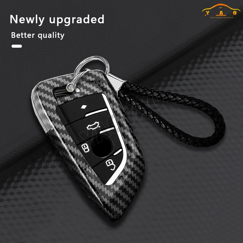 

ABS Carbon fiber Remote Car Key Case For BMW X1 X3 X5 E60 E90 G30 F10 F20 F30 7 Series X7 i7 iX LCD Display