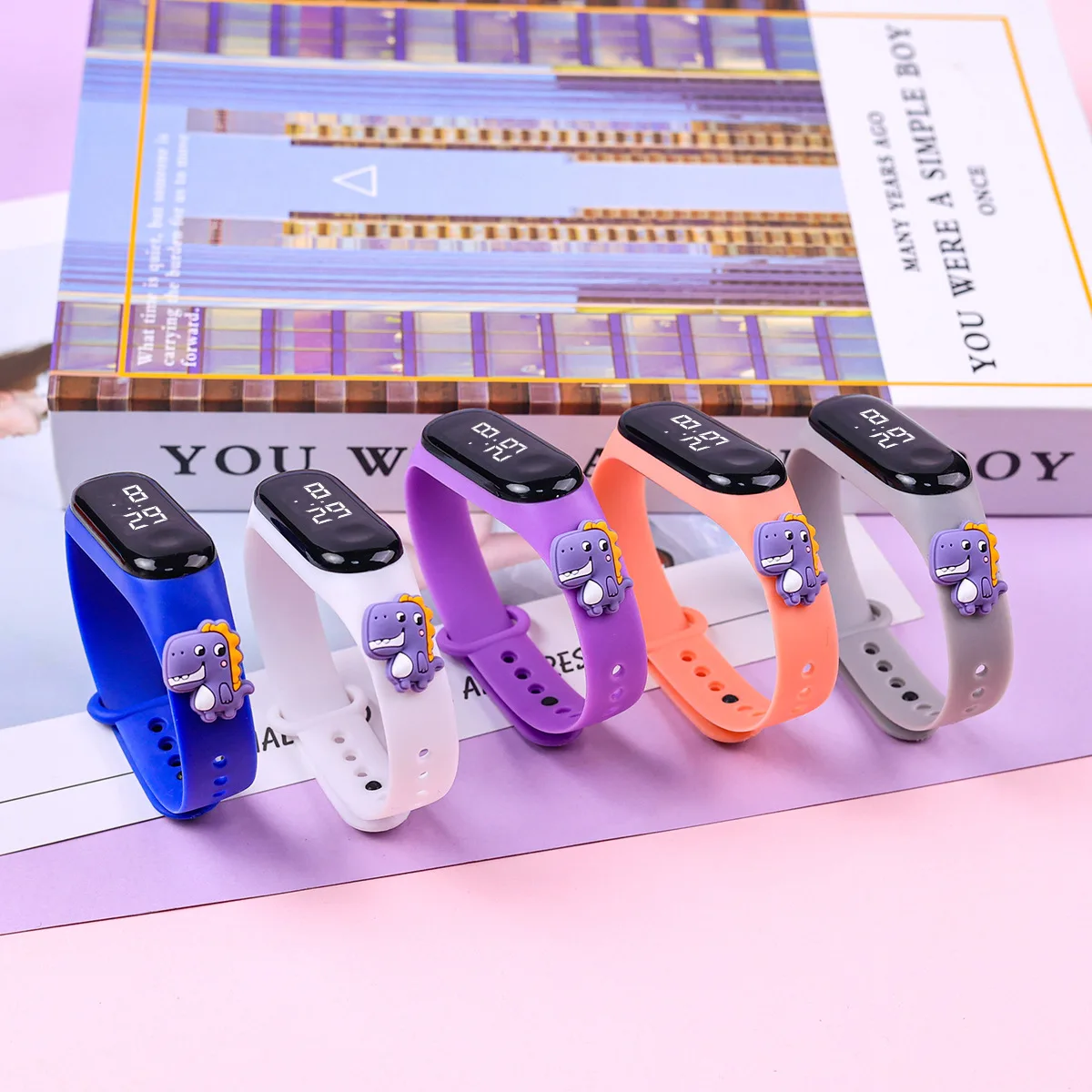 New 10pcs Dinosaur Children Watches For Girls Boys Bracelet Sports Touch LED 3D Doll Kids Watch Women Waterproof Clock