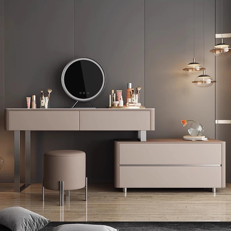 

Modern Drawers Bedroom Dresser Mirror Vanity Corner Make Up Table Storage Lights Coiffeuse De Chambre Bedrooms Furniture