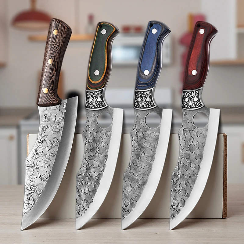 Wood Handle Kitchen Knife Full Tang Butcher Meat Cleaver Chef Cooking Slicing Vegetable BBQ Cutting Sharp Knife