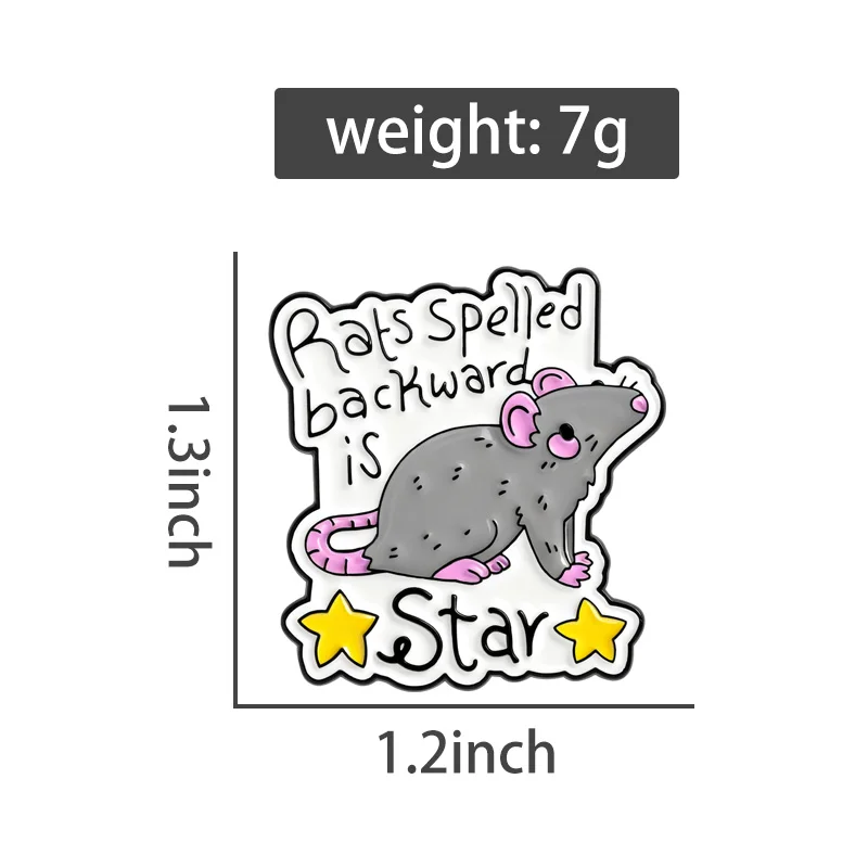 Rat Stars Enamel Pins Cartoon Cute Mouse Brooches Lapel Badges Funny Creative Animal Quotes Jewelry Gift for Friends