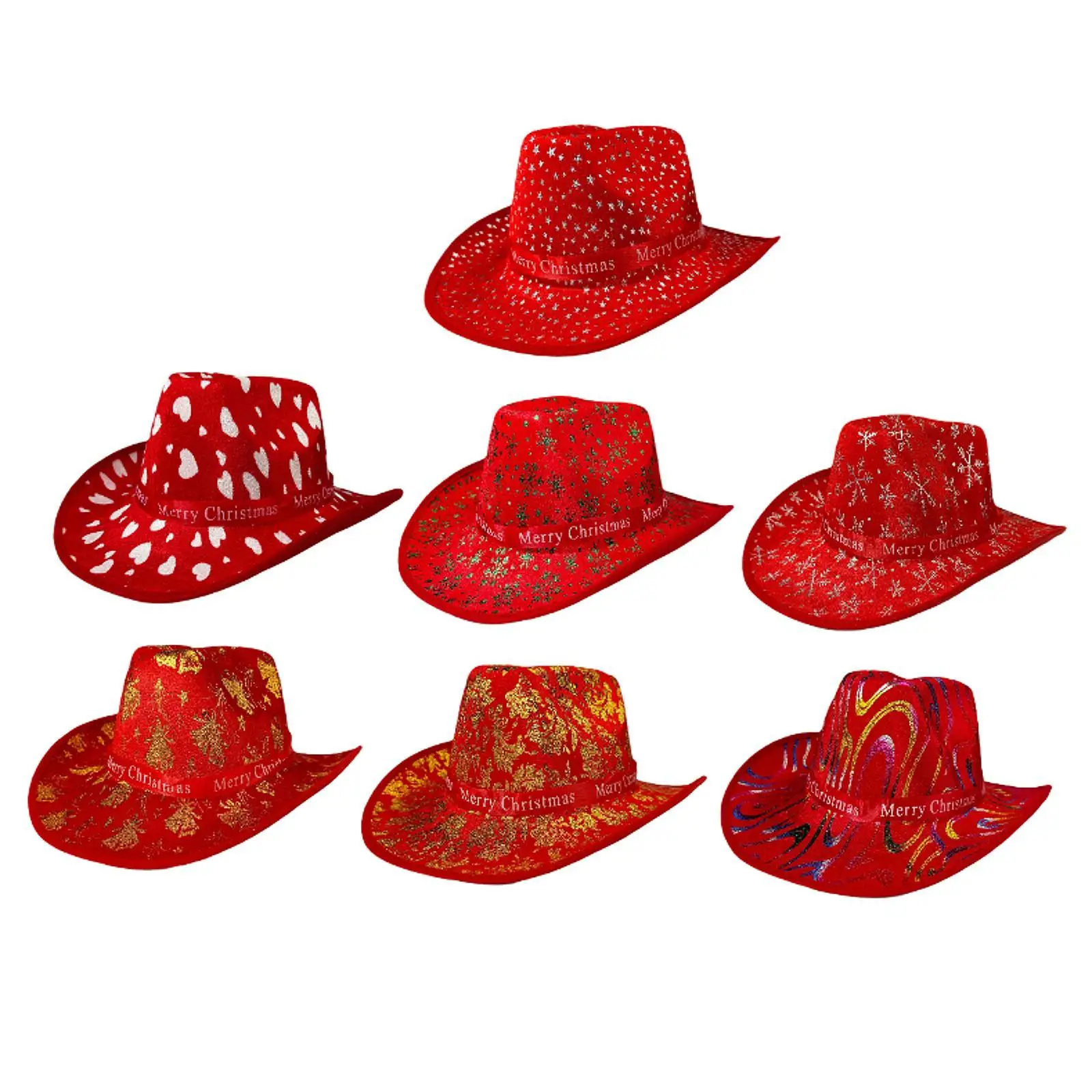 Christmas Cowboy Hat Fashion Wide Brim Versatile Costume Accessory Casual Party Hat for Travel Cosplay Holidays Party Stage Show