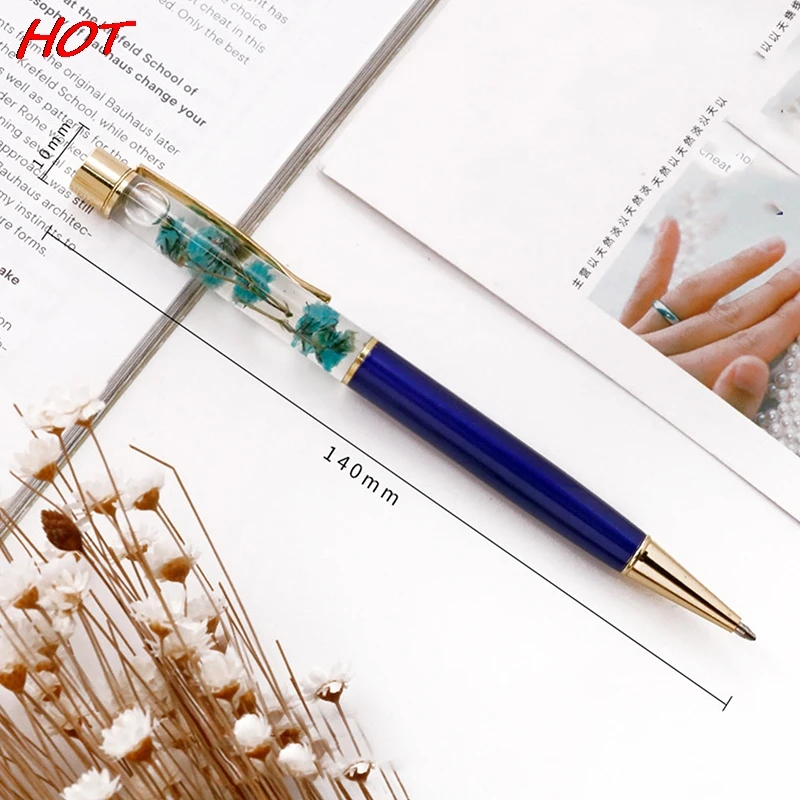 Gift Pen Creative Small Fresh Handmade Dry Flower Pen Oiled Metal Ballpoint Pen Laser Engraving Custom Logo